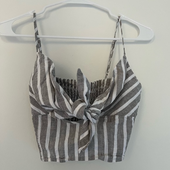 Revolve blue and white striped top with front knot detailing, Size Small - Picture 3 of 8